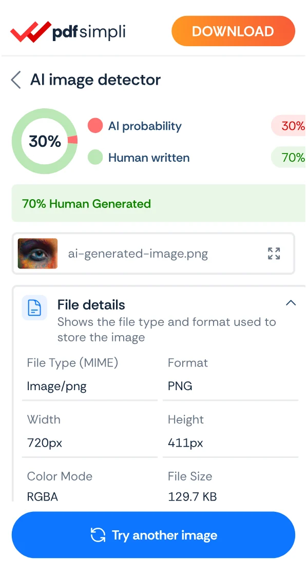 The DetectSimpli app showing a document with flagged sentences and a score